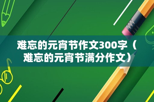 难忘的元宵节作文300字（难忘的元宵节满分作文）