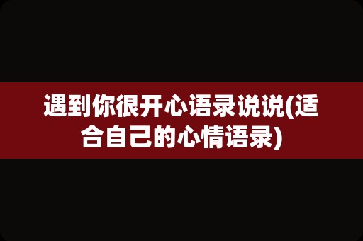 遇到你很开心语录说说(适合自己的心情语录)